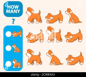 how many cartoon dogs counting game coloring page Stock Vector Image ...