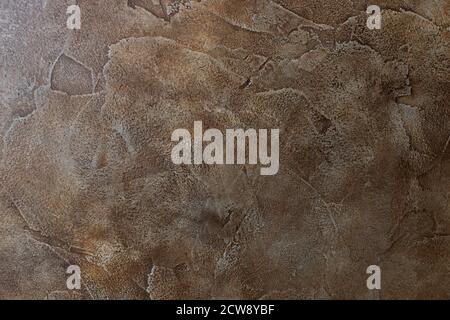 Interior background, texture, brown Italian Venetian plaster. Interior decor concept. Horizontal format. Place for your text. Copy space.