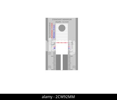 Instruments for measuring tire tread depth. Vector illustration on a white background. Stock Vector