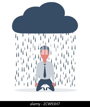 A man on his knees crying. Stock Vector