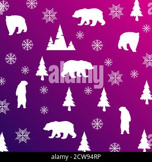 Seamless pattern with cute polar bears in simple cartoon style Stock Vector