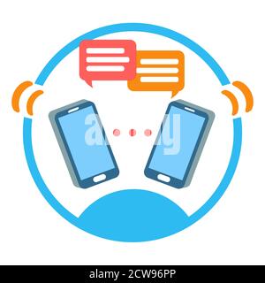 Mobile group chat dialog vector sign. Online social networking, team chatting. Global media communication, forum, internet connection using smartphone Stock Vector