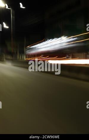 Urban Traffic Light Trails - Light trails from transports Stock Photo
