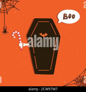 Halloween greeting card.Flat vector illustration Stock Vector