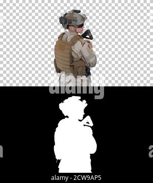 Fully Equipped Solder Holding Assault Rifle and Standing looking Stock ...