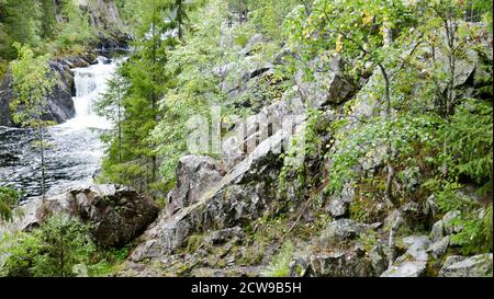 Kivac is a reserve and waterfall in the Republic of Karelia, Russian Federation. A very beautiful place to stay Stock Photo