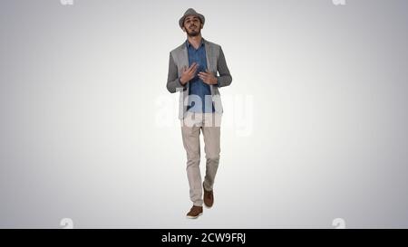 Trendy stylish positive cheerful man wearing casual shirt and su Stock Photo