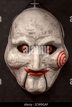 Saw Billy Puppet Face Mask Stock Photo - Alamy