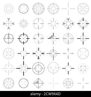 Set of crosshairs icon. Collection of targets and destination icons. Creative vector illustration of Target aim and aiming to bullseye signs. Stock Vector