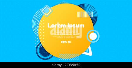 Circle frame overlap element design geometric shape blue and yellow color. vector illustration. Stock Vector