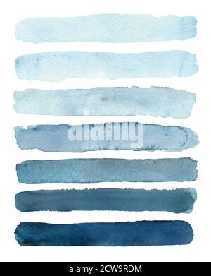 Set of blue gradient watercolor samples. Vector graphic. Stock Vector