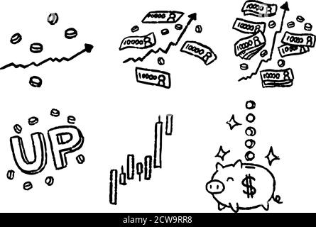 This is a illustration of Monochrome Illustration showing a stock price surge set Stock Vector