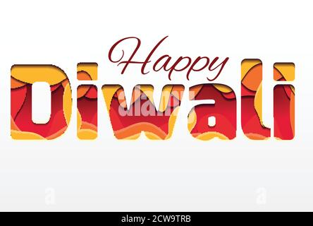 3d inscription of the festival Diwali, made of layers of paper. Happy Diwali. Vector element for greeting cards, congratulations, invitations and your Stock Vector