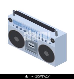 Vector isometric flat illustration Boombox. Cassette recorder. Vector element for your creativity Stock Vector