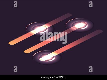 Set of isometric glowing sliders. Vector infographic elements for web sites, banners and your design Stock Vector