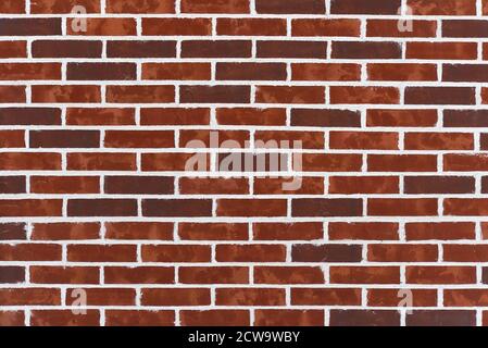 Background texture of old Victorian bricks and mortar. Dark red bricks wall with white seam. new brick wall texture background. Stock Photo