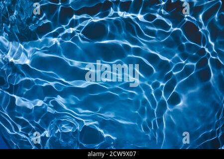 transparent dark blue colored clear calm water surface texture  Stock Photo