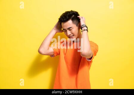Headache of young men Stock Photo