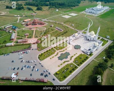 New attraction of Tatarstan: White mosque. Bolgar, Republic of Tatarstan, Russia. Photographed from a drone Stock Photo