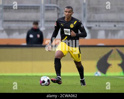 Manuel AKANJI (# 16, THU). Soccer, FC Augsburg (A) - Borussia Dortmund (DO) 2: 0, Bundesliga, 2nd matchday, season 2020/2021, on September 26th, 2020 in Augsburg/WWKARENA/Germany. Editor's note: DFL regulations prohibit any use of photographs as image sequences and/or quasi-video. ¬ | usage worldwide Stock Photo