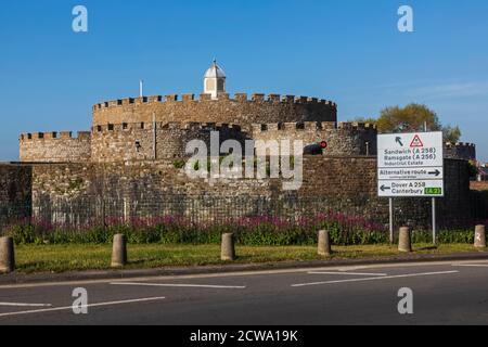 England, Kent, Deal, Deal Castle and Road Sign Stock Photo