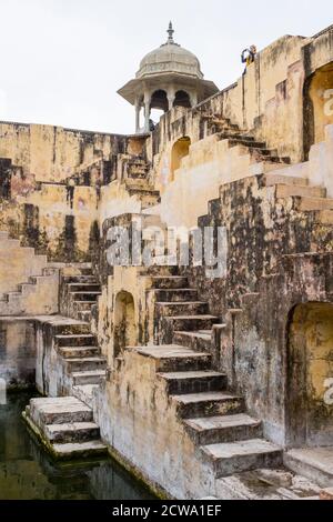 Panna Meena ka Kund is a stepwell located in Jaipur, in Rajasthan, India Stock Photo