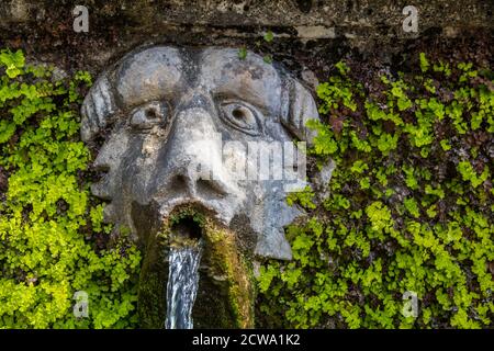 Avenue of a Hundred Fountains in Villa D'Este in Lazio Italy Stock Photo