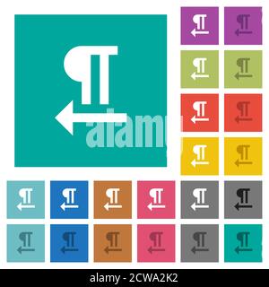 Right to left text direction multi colored flat icons on plain square backgrounds. Included white and darker icon variations for hover or active effec Stock Vector