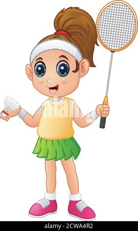 Drawing character badminton player racket Cut Out Stock Images & Pictures -  Alamy