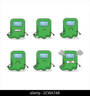 Ghost among us green cartoon character with various angry expressions Stock Vector