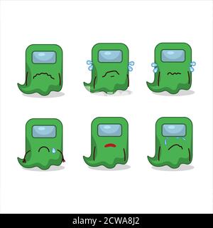 Ghost among us green cartoon character with sad expression Stock Vector