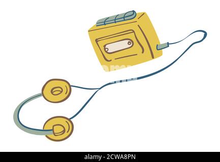 Listening oldschool walkman with headphones vector Stock Vector