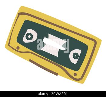 Old audio cassette, recording of 90s, music tape Stock Vector