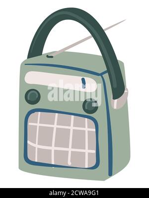 Retro radio with antenna and buttons player vector Stock Vector