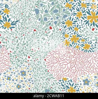 Spring flowers in blossom, floral seamless pattern Stock Vector