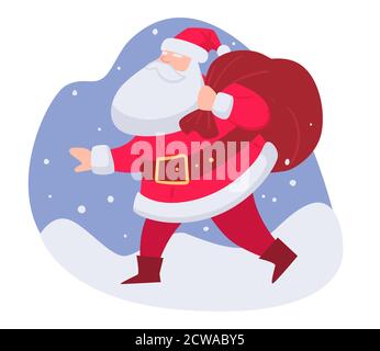 Santa Claus carrying presents in bag for kids Stock Vector
