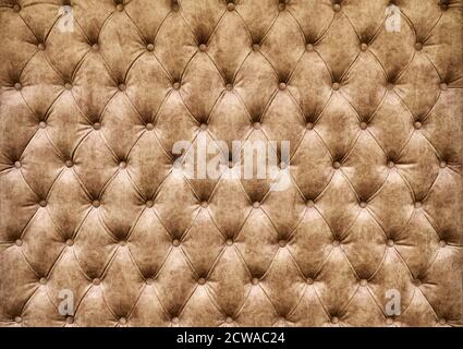 Carriage coupler sitting panel. Panel of brown fabric made by the method of a carriage coupler Stock Photo