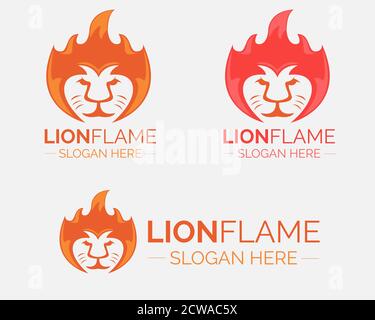 Illustration vector design of Lion Flame logo template for business or company Stock Vector