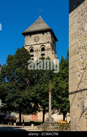The Collegiale church Saint Etienne , romanesque church, Haute-Vienne, Limousin region, Nouvelle Aquitaine,  France Stock Photo