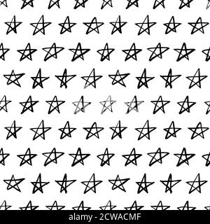 Star vector seamless pattern. Hand drawn doodle.  Stock Vector