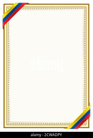 Vertical frame and border with Ecuador flag, template elements for your ...