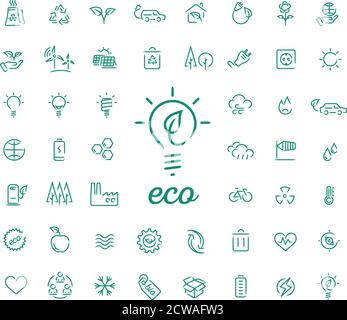 Set of 50 ecology vector icons Stock Vector