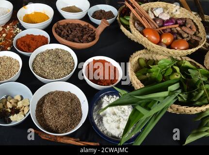 Various dried Indian spices on the table Stock Photo