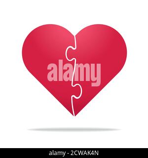 Puzzle heart divided in two parts - relationship, divorce Stock Vector