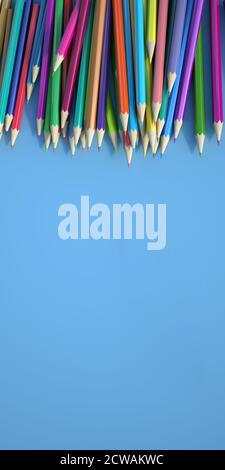 3D rendering of Colorful pencils arrangement Stock Photo