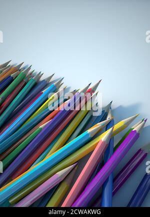 3D rendering of Colorful pencils arrangement Stock Photo