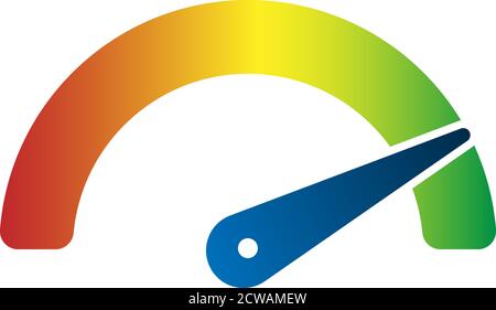 performance dial, red to green performance speedometer or efficiency rating vector illustration Stock Vector