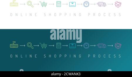 Online shopping process infographics Stock Vector