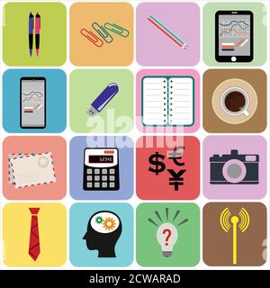 Office and Working Icon Set for your Marketing Brochure and Banners Stock Vector