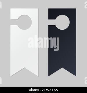 Door hangers for hotel room. Empty white and black label hanger for hotel room or resort . Empty template, mockup for text Do not disturb Stock Vector